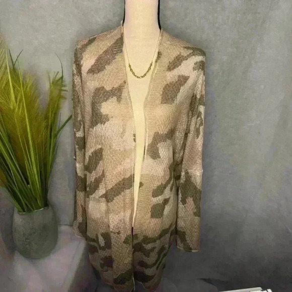 POL Large Camo Print Lightweight Slouchy Relaxed Oversized Duster Cardigan - Picture 1 of 10